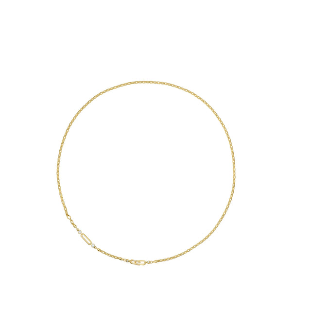 Image 3 of 3 - GOLD - Uniform Object Hinge Necklace featuring 80 g of solid 18K yellow gold with 1.00 TCW 5 mm round diamonds, 0.78 TCW round diamonds, and a 0.23 TCW round diamond-encrusted spur (2.25 TCW). Length: 36". Handcrafted in New York City. Hirshleifers offers a range of pieces from this collection in-store. For personal consultation and detailed information about jewelry, please contact our dedicated stylist team at personalshopping@hirshleifers.com.