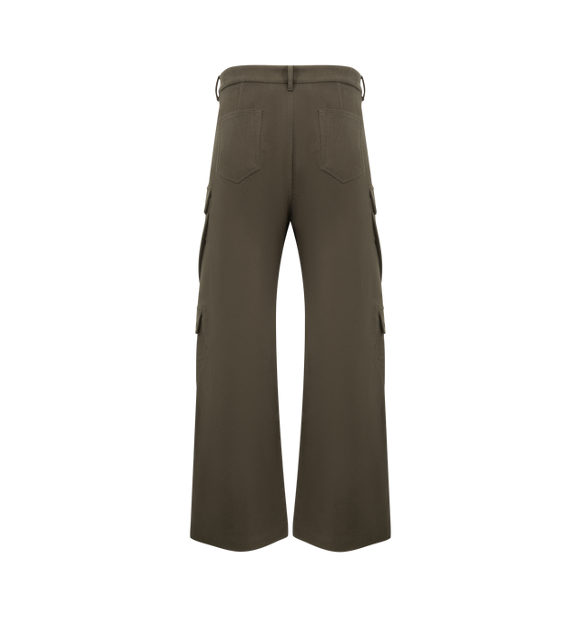 Image 2 of 3 - GREEN - RICK OWENS Double Cargo Jeans featuring cotton denim, five pocket style with four flap-patch pockets, zip fly, button closure and relaxed fit. 100% cotton. Made in Italy.