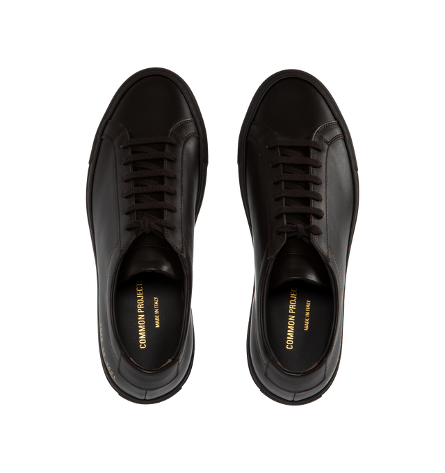 Image 5 of 5 - BROWN - COMMON PROJECTS Original Achilles Low Sneaker featuring leather upper with rubber sole and lace-up front. Made in Italy. 