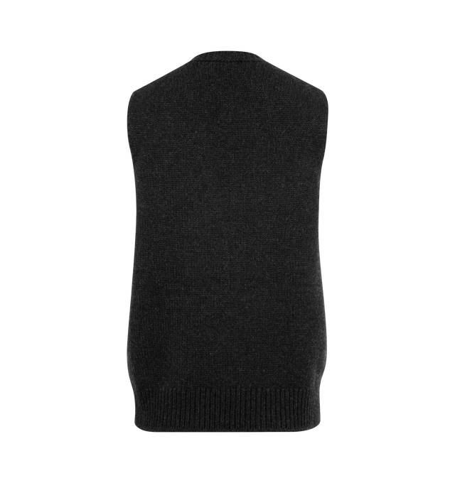 Image 2 of 2 - GREY - THE ROW Marte Vest featuring boxy sweater vest in soft midweight cashmere with v-neckline, single front pocket and ribbed hem. 100% cashmere. Made in Italy.
