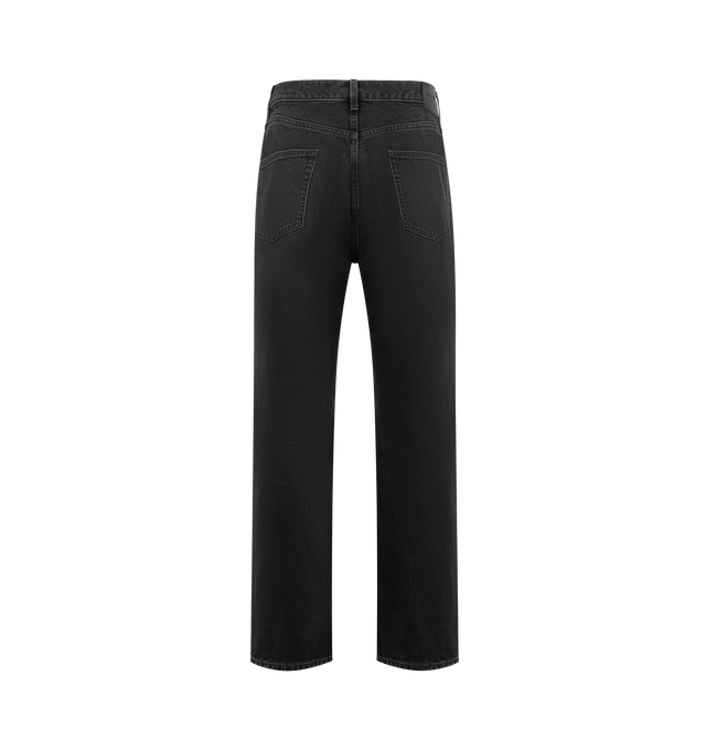 Image 2 of 3 - BLACK - SAINT LAURENT Mick Long Jeans featuring mid-rise, five-pocket style, certified cotton, a long straight leg, button fly and waistband with belt loops. 100% cotton. Made in Italy.