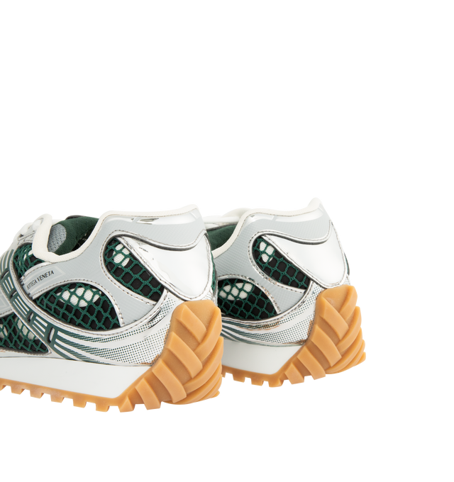 Image 3 of 5 - GREY - BOTTEGA VENETA Sneakers featuring mechanical textile upper, rubber sole, lace-up front, padded collar and tongue with Bottega Venneta logo detail at tongue. Made in Italy.