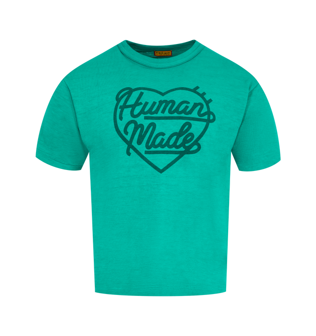 Image 1 of 2 - GREEN - HUMAN MADE Color T-Shirt featuring short sleeves, regular fit, ribbed crewneck and graphic print on the chest. 100% cotton.