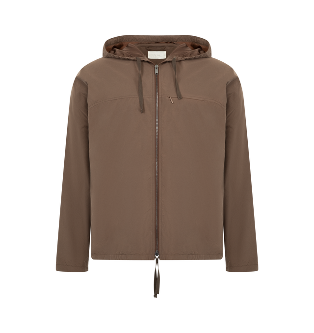 Image 1 of 3 - BROWN - THE ROW Orsin Jacket featuring zip front closure, hood with drawstring, zipped side pockets and regular fit. 100% polyamide.