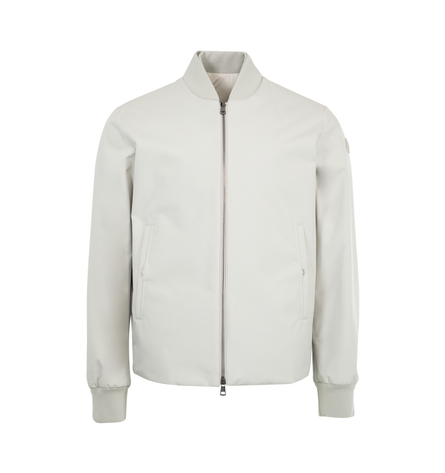 Image 1 of 4 - GREY - MONCLER Epinal 3-in-1 Down Bomber Jacket featuring Airsoft lining, knit trim, detachable inner down vest, zipper closure, pockets with snap button closure, zipped pockets, patch pocket with snap button closure and leather logo patch. 100% polyester. Padding: 90% down, 10% feather.