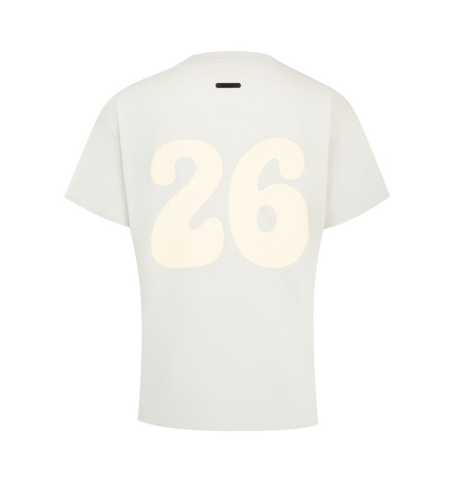 Image 2 of 2 - WHITE - Fear of God Essentials Womens Classic Tee is crafted from lightweight tri-blend jersey. Features a slim cropped fit, rib-knit crew neckline, short sleeves, puff-printed back graphic, and signature Essentials label at the back collar. Main Material: 53% Cotton, 40% Polyester, 7% Rayon. Imported.
