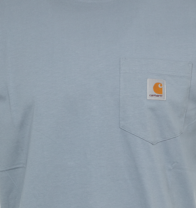 Image 2 of 2 - GREY - CARHARTT WIP Pocket T-Shirt has a crew neck, chest pocket, and signature logo patch. 100% cotton.  