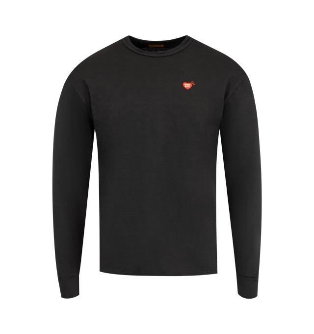 Image 1 of 2 - BLACK - HUMAN MADE Graphic T-Shirt featuring long sleeves, regular fit, ribbed crewneck, cuffs and hem, graphic print on the back and logo embroidery on the chest. 100% cotton.