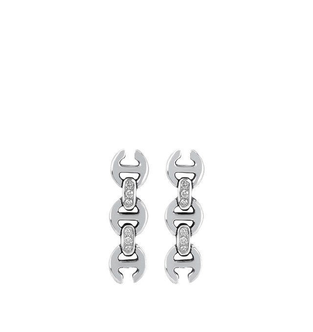 Image 2 of 2 - SILVER - HOORSENBUHS 3MM Toggle Diamond Stud Earrings featuring a stud earring in sterling silver with iconic tri-link motif with diamond bridges. Hirshleifers offers a range of initial pieces from this collection in-store. For personal consultation and detailed information about jewelry, please contact our dedicated stylist team at personalshopping@hirshleifers.com.