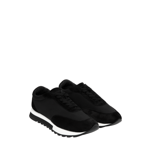 Image 2 of 5 - BLACK - THE ROW Owen Runner in Suede and Nylon featuring technical soft nylon and suede trim with micro rubber tread. 55% leather, 45% nylon. Rubber sole. Made in Italy. 