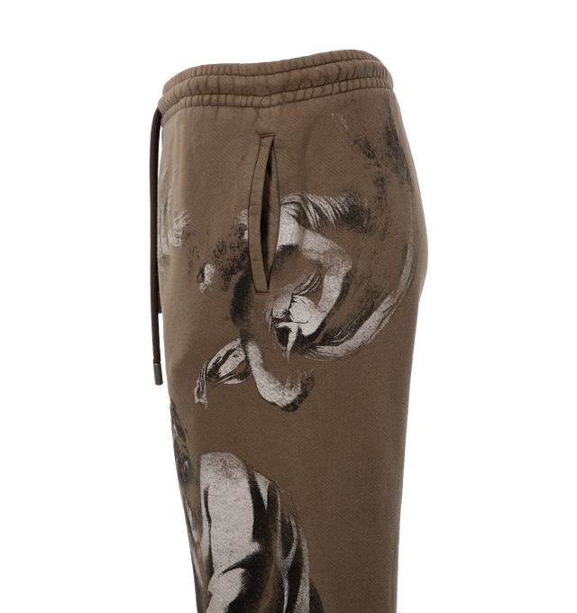 Image 3 of 4 - BROWN - OFF-WHITE BW S.Matthew Sweatpant featuring graphic print to the front, elasticated waistband and rear patch pocket. 100% cotton.  