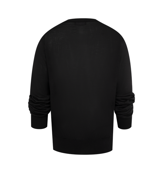 Image 2 of 2 - BLACK - WARDROBE.NYC Fine Knit Sweater featuring long sleeves, crew neck and ribbed hem and cuffs. Made in Italy.