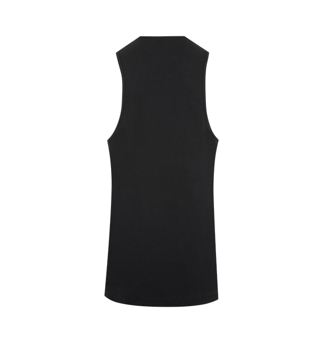 Image 2 of 2 - BLACK - FEAR OF GOD ESSENTIALS Rib Tank featuring ribbed cotton spandex blend for stretch comfort, U-neck tank fits relaxed in the body with dropped arm holes and Essentials signature label on the center front. 95% cotton, 5% spandex rib knit.