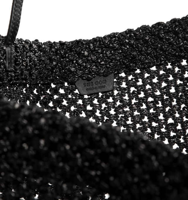 Image 3 of 3 - BLACK - THE ROW Barn Tote Bag featuring artisanally-crafted geometric tote bag in natural raffia with two slim leather handles, open top and removable nappa leather zip pouch. 14.57 x 5.91 x 15.75 in. 100% nylon. Made in Italy.