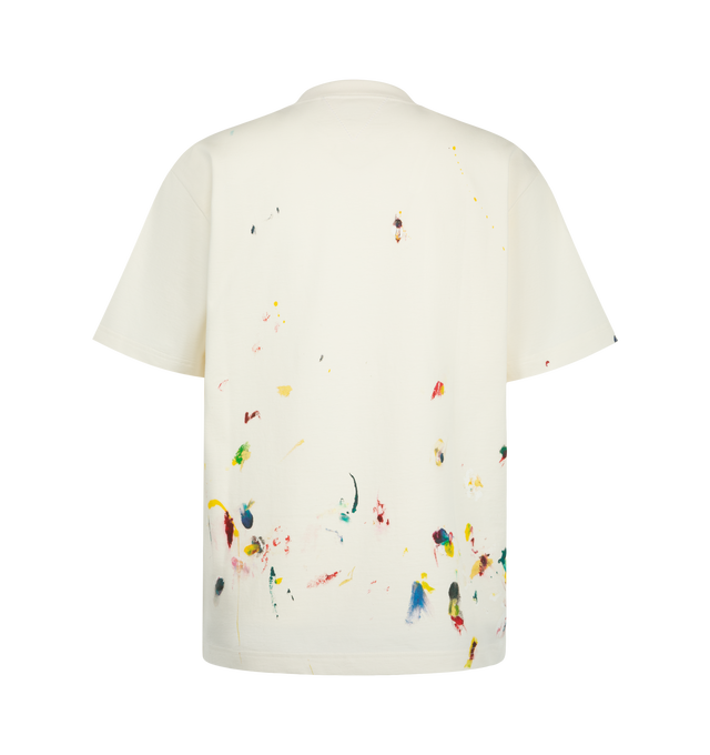 Image 2 of 2 - WHITE - Bottega Veneta Men's Paint Splattered T-Shirt is crafted from cotton and features a classic silhouette accented with painted detailing. Designed as an elevated everyday essential, this short-sleeve style combines premium fabrication with the house's understated approach to casual dressing. Main Material: Cotton. Made in Italy.