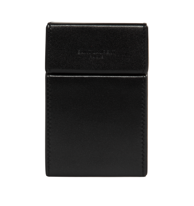 Image 1 of 3 - BLACK - SAINT LAURENT Cigarette Box featuring a flap top with embossed logo and leather lining. 100% calfskin leather. Made in Italy. 