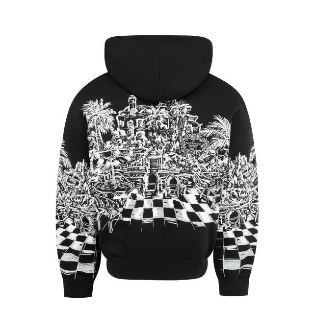 Image 2 of 2 - BLACK - AMIRI Chateau Sketch Zip Hoodie featuring front zip closure, split kangaroo pocket, embroidered graphic detail throughout and terrycloth lining. 100% cotton. Made in Italy.