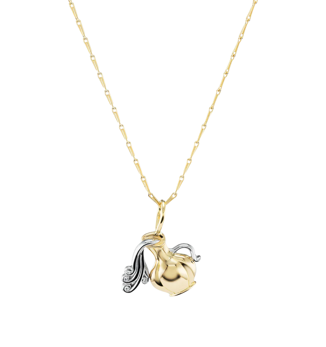 Image 1 of 1 - GOLD - BRENT NEALE Small Aquarius Pendant Necklace featuring 18K yellow gold zodiac charm. Chain: 16" Wheat Chain.