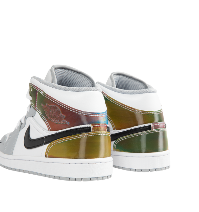 Image 3 of 5 - GREY - Men's Air Jordan 1 Mid SE Sneaker featuring full-court style, Air-Sole unit, padded collar, premium leather and synthetic upper and rubber outsole.
