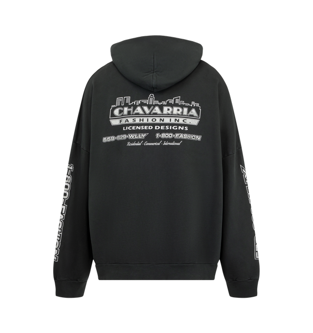 Image 2 of 4 - BLACK - The Chavarria Licensed Designs Zip Hoodie is cut in an oversized silhouette with dropped shoulders for a relaxed, easy fit. Crafted from 100% Cotton.