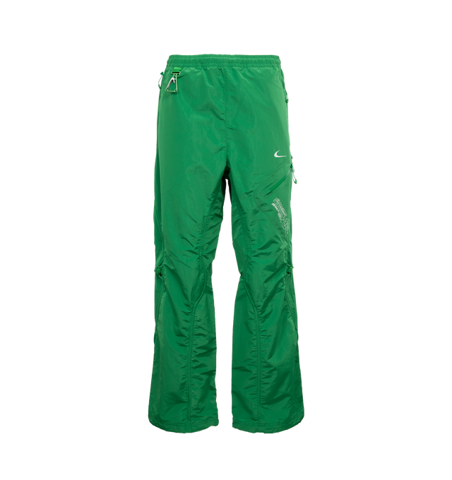 Image 1 of 3 - GREEN - NIKE X OFF WHITE Pant featuring elasticated waist, cinch cords, 3 pockets and printed branding. 100% polyester. 