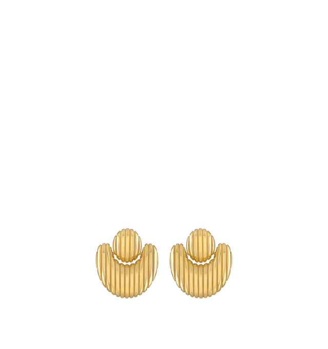 Image 1 of 1 - GOLD - Pamela Zamore Isla Nest Earrings II are crafted in 18k yellow gold with a gleaming finish of polished ridges and sandblasted channels. Made in USA. Hirshleifers offers a range of pieces from this collection in-store. For personal consultation and detailed information about jewelry, please contact our dedicated stylist team at personalshopping@hirshleifers.com.This item may be restricted for online purchase to international clients. For assistance purchasing this item please contact o