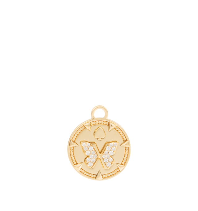 Image 2 of 2 - GOLD - FOUNDRAE Reverie: Baby Medallion crafted in 18k Yellow Gold. Diamond Weight: 0.0873 ct. Medallion measures 15mm in diameter. Hirshleifers offers a range of pieces from this collection in-store. For personal consultation and detailed information about jewelry, please contact our dedicated stylist team at personalshopping@hirshleifers.com.
