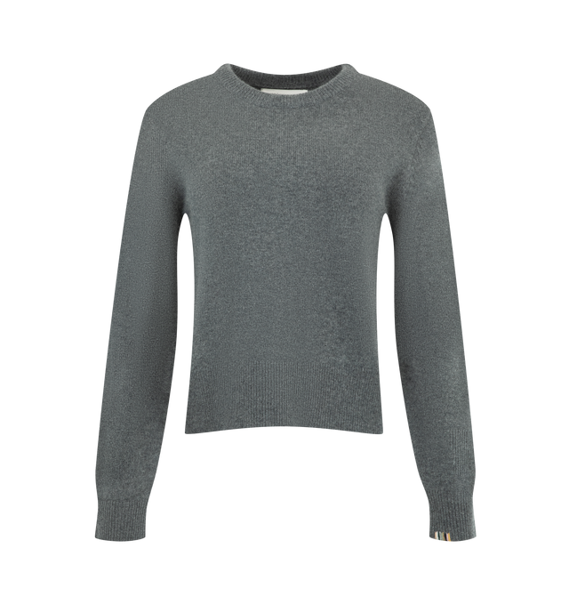 Image 1 of 2 - GREY - Extreme Cashmere Women's Jeanne Sweater is crafted from medium-weight cashmere and features a classic crewneck silhouette with a traditional knit structure, ribbed neckline, cuffs, and hem. Designed as a year-round essential, this timeless style offers a comfortable fit and refined finish for everyday wear. Main Material: 94% Cashmere, 5% Nylon, 1% Elastane. *This garment is one size and suits xs m best.