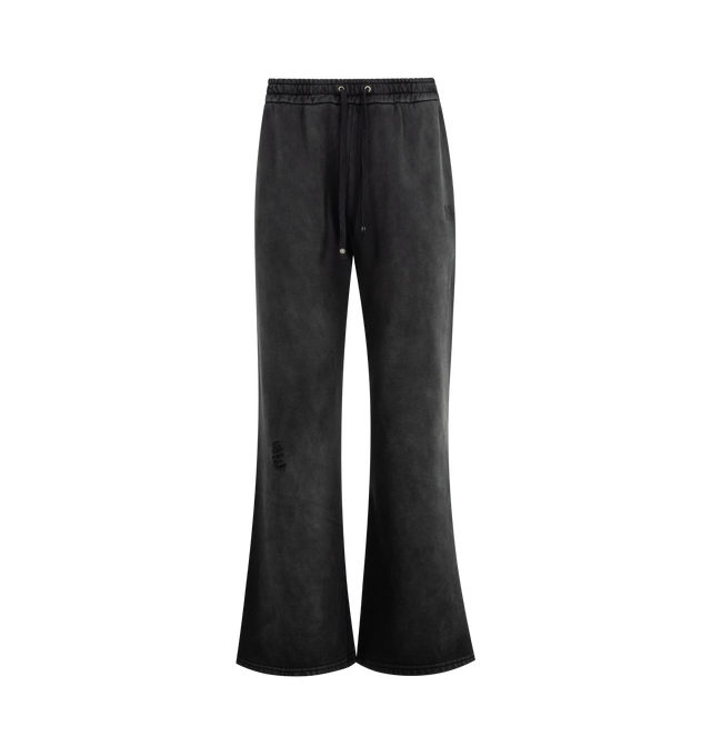 Image 1 of 3 - BLACK - MIDNIGHT RODEO Mr Sweatpant featuring relaxed-fit sweatpants, washed cotton construction, elastic waistband with drawstring closure, side seam pockets, tonal MR logo embroidery, distressed detailing throughout and wide leg silhouette. 100% cotton.