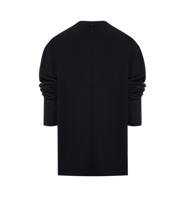 Image 2 of 2 - BLUE - THE ROW Amia T-Shirt featuring relaxed long-sleeved top in textured cotton jersey, ribbed crewneck, signature center back detail and spun from pure cotton slub yarn. 100% cotton. Made in Italy.