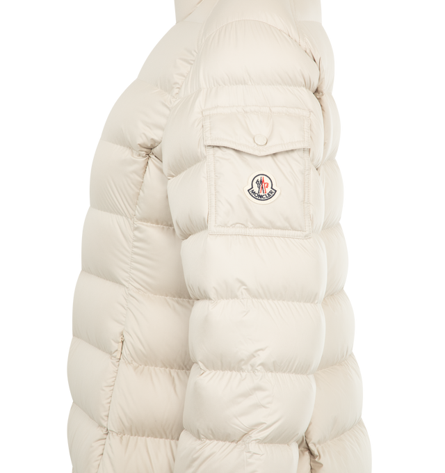 Image 3 of 3 - WHITE - MONCLER Igesse Mid-Length Down Jacket featuring microfiber lining, down-filled, zipper closure, zipped pockets and sleeve pocket with snap button closure. 100% polyester. Padding: 90% down, 10% feather.