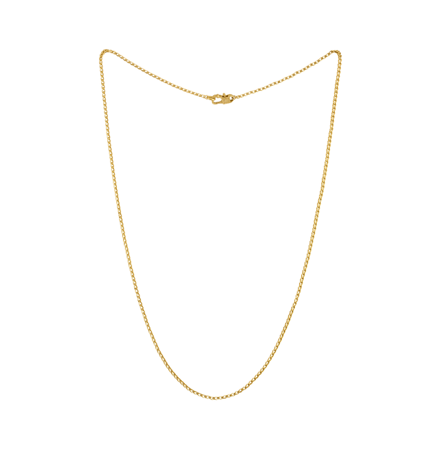 Image 1 of 2 - GOLD - Prounis Small Solo Loop-in-Loop Chain Necklace is handcrafted from 22K yellow gold and features single woven links joined by a Mycenae-inspired fibula clasp. Chain Width: 1.6 mm. Available in 16", 18", and 20" lengths. Handmade in New York. For personal consultation and detailed information about jewelry, please contact our dedicated stylist team at personalshopping@hirshleifers.com.This item may be restricted for online purchase to international clients. For assistance purchasing t