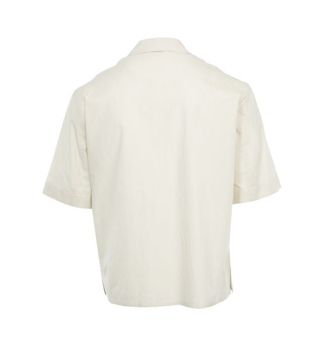 Image 2 of 3 - WHITE - LEMAIRE Pyjama Shirt featuring relaxed fit, below-the-elbow sleeves, classic collar, mother-of-pearl buttons and two front patch pockets. 80% cotton, 20% silk. Made in Portugal. 