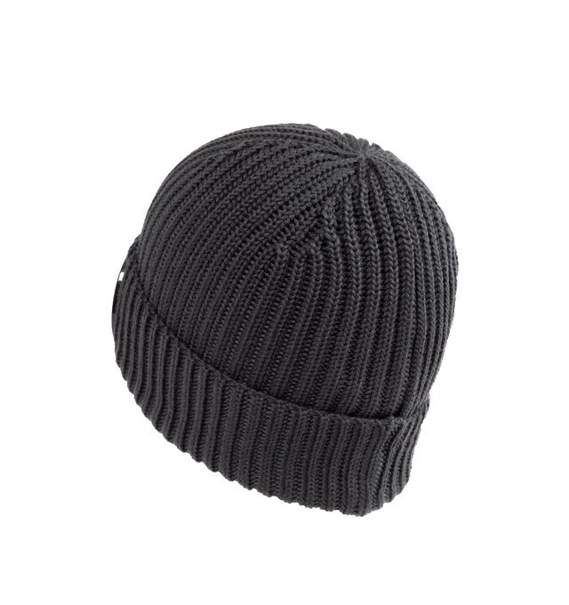 Image 2 of 2 - BLACK - C.P. COMPANY Extrafine Merino Wool Beanie featuring a ribbed knit, a woven logo label and C.P. Companys iconic Goggle lenses. 100% wool.