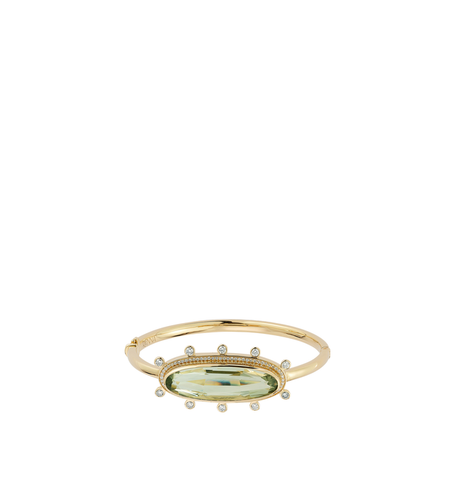 Image 1 of 1 - GREEN - Renna Horizon Cuff Bracelet is crafted in 18K yellow gold and features a sculptural open cuff silhouette inspired by the tranquil horizon where sea and sky meet. Brilliant-cut diamonds are set throughout the design, creating striking dimension and radiant sparkle while showcasing Renna's signature organic aesthetic and exceptional fine jewelry craftsmanship. Main Material: 18K Yellow Gold. Gemstones: Approximately 2.16 TCW Diamonds.For personal consultation and detailed information ab