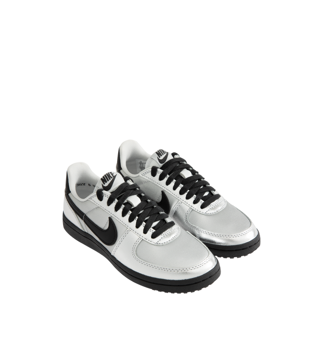 Image 2 of 5 - SILVER - NIKE Field General Sneaker featuring real and synthetic leather upper, waffle outsole, padded collar, foam midsole and rubber outsole.