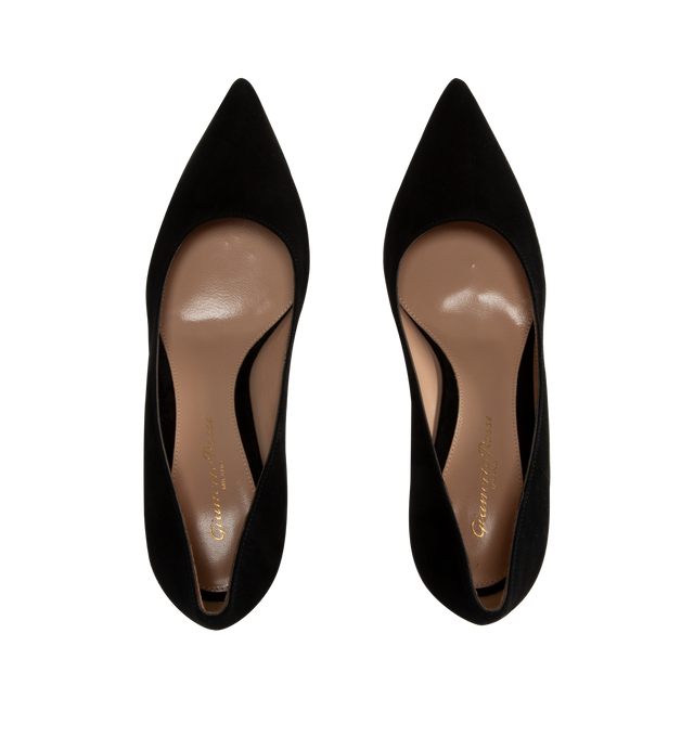 Image 4 of 4 - BLACK - GIANVITO ROSSI Gianvito Pump featuring 70mm stiletto heel, pointy toe and slip on style. Heel height: 2.8 inches. 100% suede.