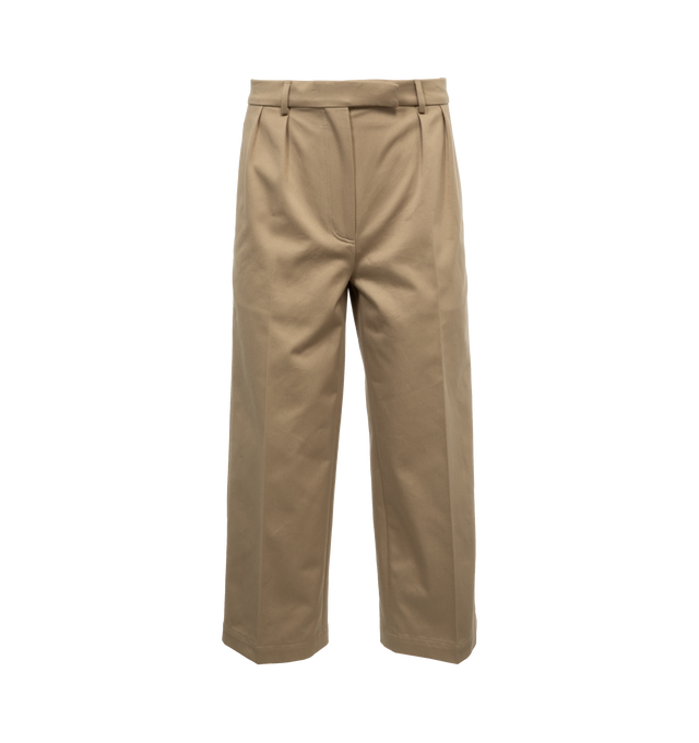 Image 1 of 4 - NEUTRAL - THOM BROWNE Relaxed Fit Pleated Trouser featuring tab front closure, slip side pockets, button-fastening back welt pockets and signature striped grosgrain loop tab. 100% cotton. 