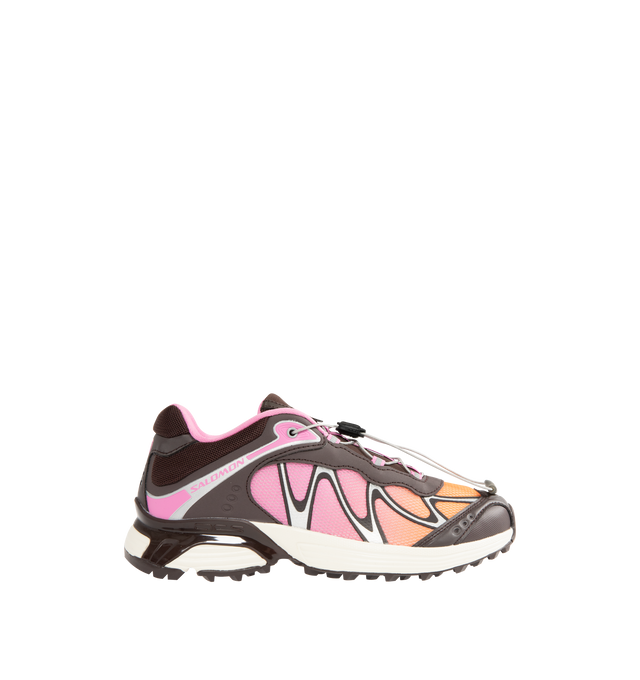 Image 1 of 5 - PINK - SALOMON XT-Whisper Sneaker featuring mesh upper, TPU overlays, padded collar, rubberized toecap with Salomon branding, Salomon patch on tongue, XT-Whisper branding on tongue, Salomon branding at rear, quickLACE with toggle and lace pocket, OrthoLite insole, SensiFit midsole and traction rubber outsole.
