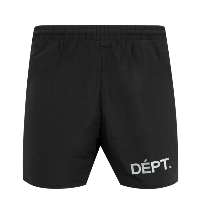 Image 1 of 3 - BLACK - GALLERY DEPT. Active Short featuring elasticized waist, logo print on front hem, relaxed legs, notched hem and pull-on style.