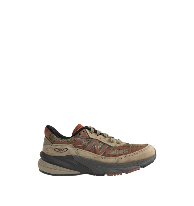 Image 1 of 5 - GREEN - NEW BALANCE Made in USA 990v6 Sneaker featuring FuelCell foam, ENCAP midsole cushioning, reflective accents, TPU back tab, mesh upper and suede and synthetic overlays.