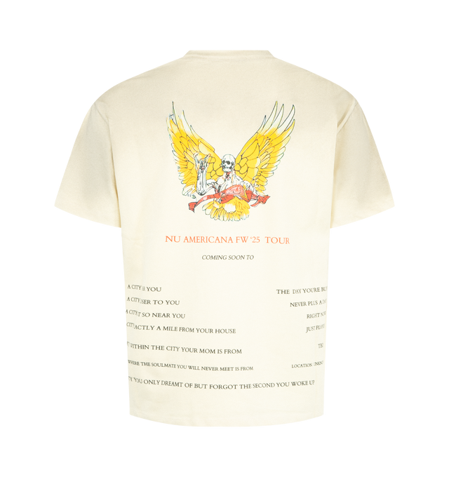 Image 2 of 2 - WHITE - WHO DECIDES WAR Ribbon Tour Jersey Tee featuring pull-on styling, short sleeves, crewneck and front and back graphic. 100% cotton.
