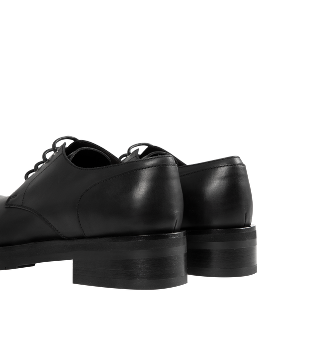 Image 3 of 4 - BLACK - THE ROW Derby Lug Sole Shoe featuring glossy calfskin upper with rubber sole, lace-up front, rounded toe and block heel. Made in Italy.