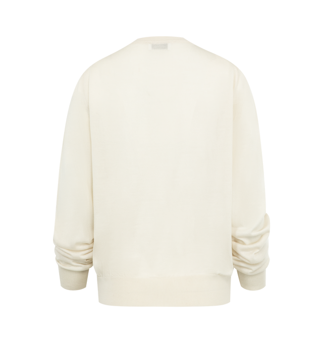Image 2 of 2 - WHITE - WARDROBE.NYC Fine Knit Sweater featuring long sleeves, crew neck and ribbed hem and cuffs. Made in Italy.