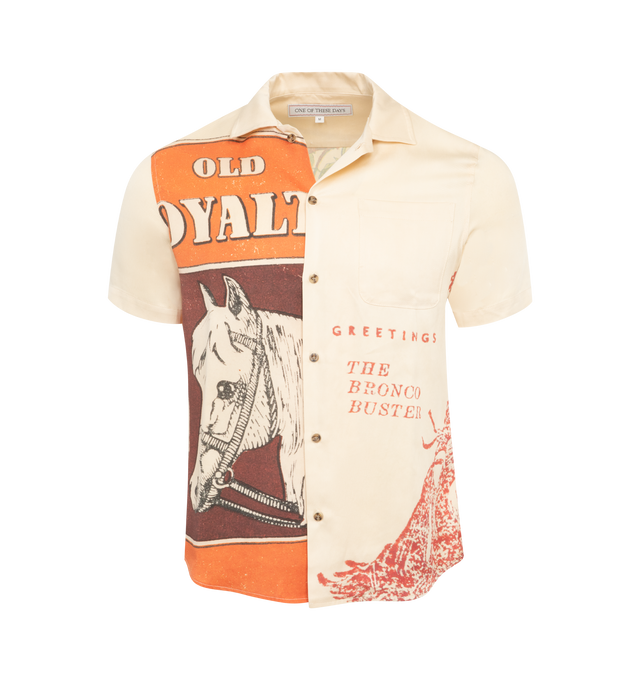 Image 1 of 2 - NEUTRAL - ONE OF THESE DAYS Loyalty Camp Shirt featuring a western-inspired graphic, classic camp shirt, front button closure, spread collar and short sleeves. 100% lyocell. 
