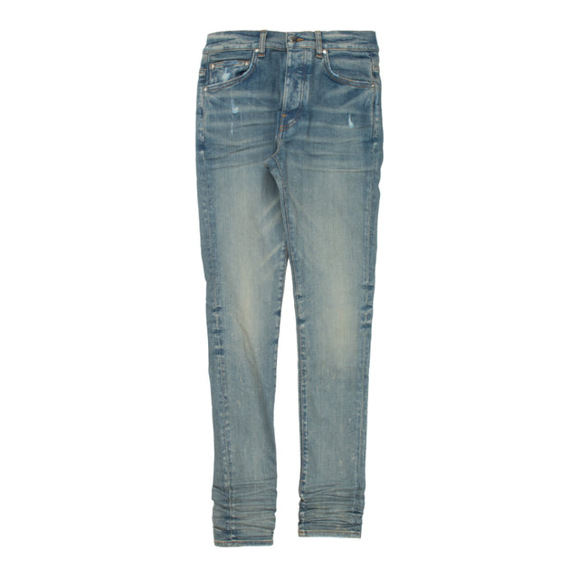 Image 1 of 2 - BLUE - AMIRI Stack Jeans are a 5-pocket style with a button fly. Cotton and elastane. Made in USA.