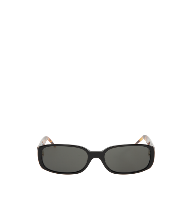 Image 1 of 3 - BROWN - CASABLANCA Oval Stripe Acetate Sunglasses featuring gold-tone logo emblem and tortoiseshell stripe at arms, oval frame and non-polarized lenses. Acetate frame, plastic lenses.