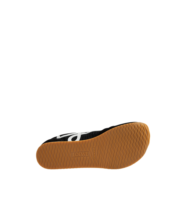 Image 4 of 5 - BLACK - LOEWE Ballet Sneaker in nylon and calfskin featuring an asymmetrical toe shape, a sock-like internal structure, a lightweight rubber outsole that extends to the toecap, L monogram at the side, embossed Anagram on the tongue and injected rubber LOEWE on the heel tab. Made in Italy.