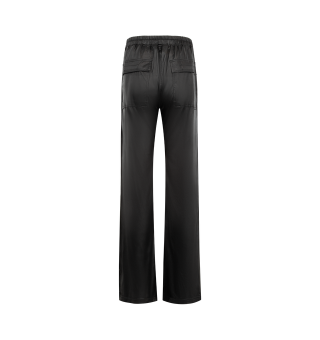 Image 2 of 4 - BLACK - DRKSHDW Wide Pusher Pants featuring relaxed liquid-jersey pants, snaps along the side seams, wide-leg silhouette, elastic drawstring waist, side-seam pockets and back hook-and-loop flap patch pockets. 80% acetate, 20% nylon. Made in Italy.