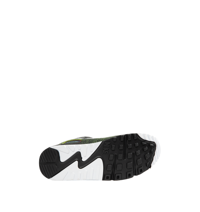 Image 4 of 5 - BLACK - NIKE Air Max 90 "Tiempo" Sneaker featuring Mad 90 Pack with four Air Max 90 designs inspired by classic Nike soccer cleats, Tiempo Edition, the "Tiempo" capsule blends soccer culture with an authentically Chinese punk rock spirit, diamond quilting, distressed overlays, plush and comfortable, Max Air cushioning, padded collar, foam midsole and rubber outsole.